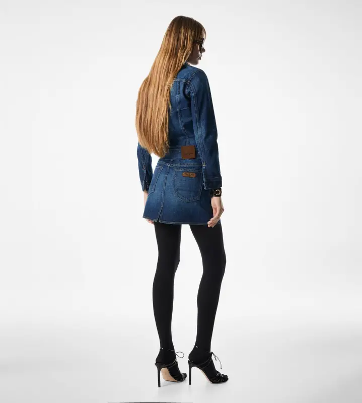 STONE WASHED DENIM MINI SKIRT BLUE INDIGO online